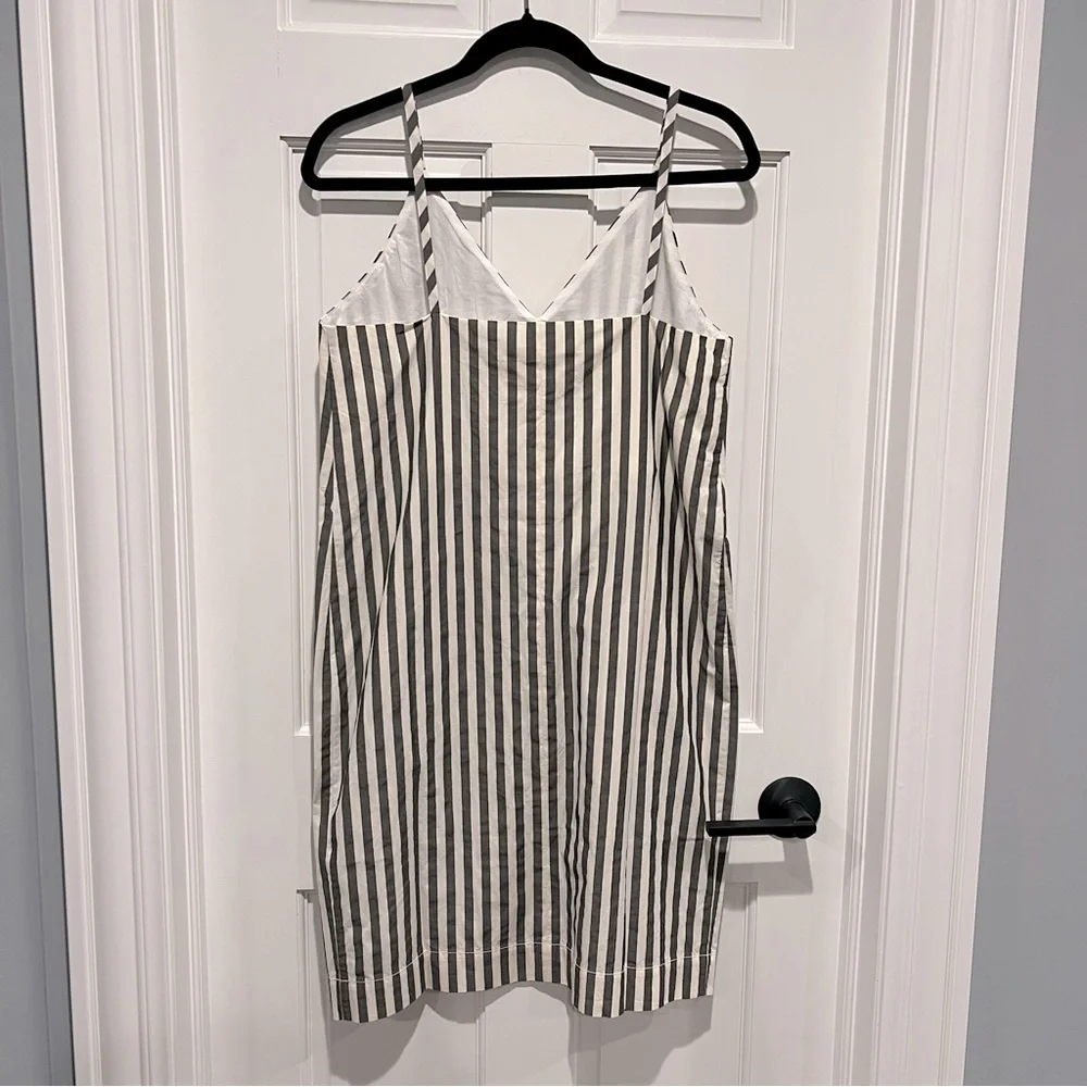 Everlane NWT The Poplin Slip Dress Bone / Black Stripe Size 2 - Picture 5 of 7